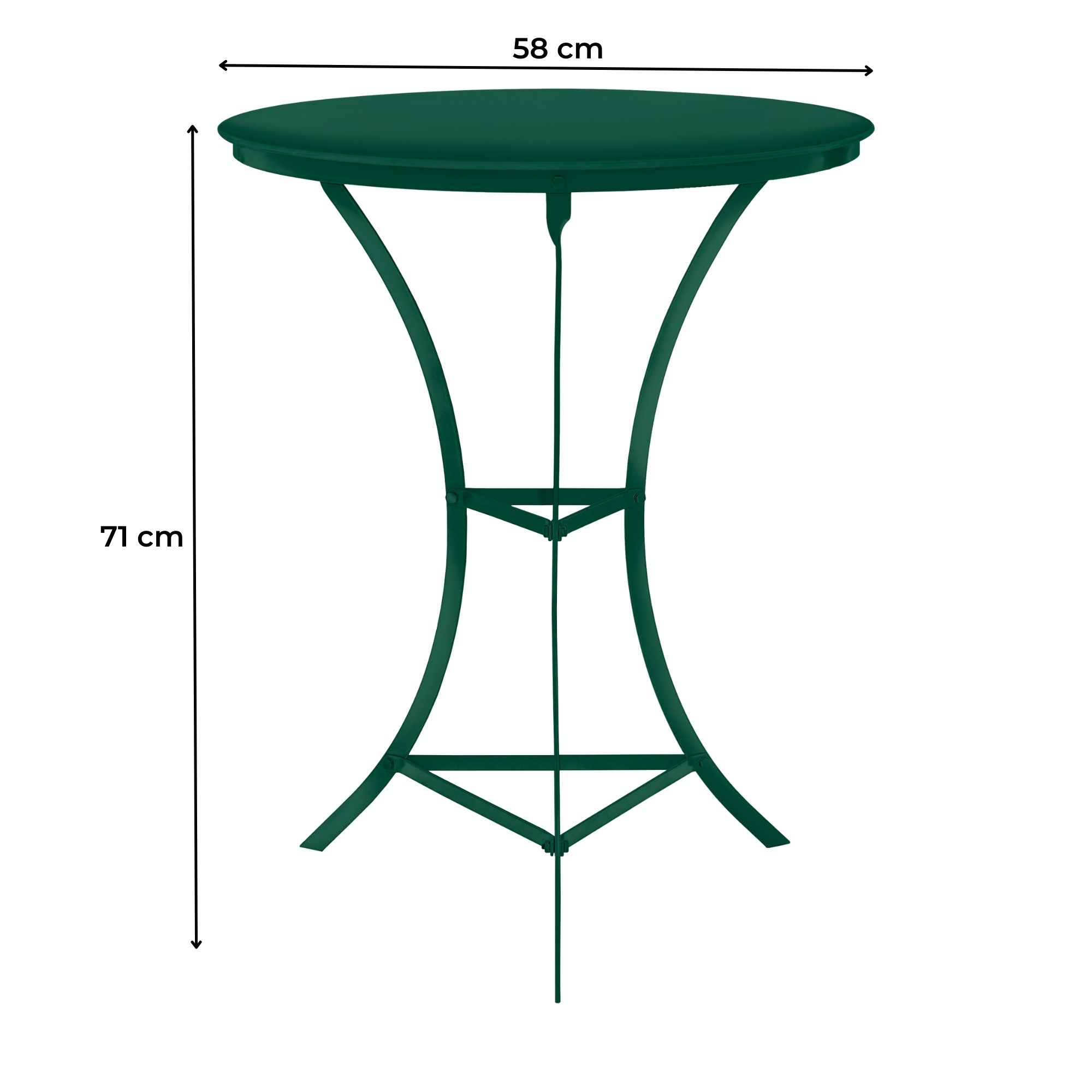 EPIOIA Bistrotisch Moss Kleiner Metalltisch für den Garten in Dunkelgrün