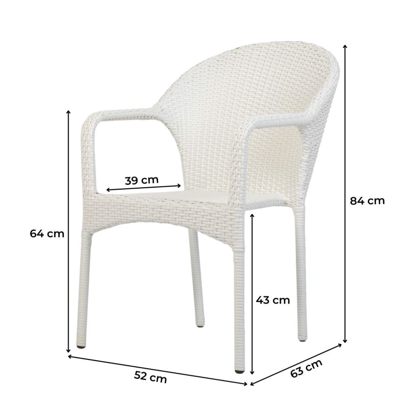 ENVIGO Flechtstuhl Snow Stapelbarer OutdoorStuhl für den Garten in Weiß