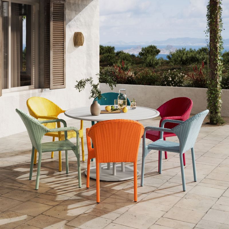ENVIGO Flechtstuhl Ocean Stapelbarer OutdoorSessel für den Garten in